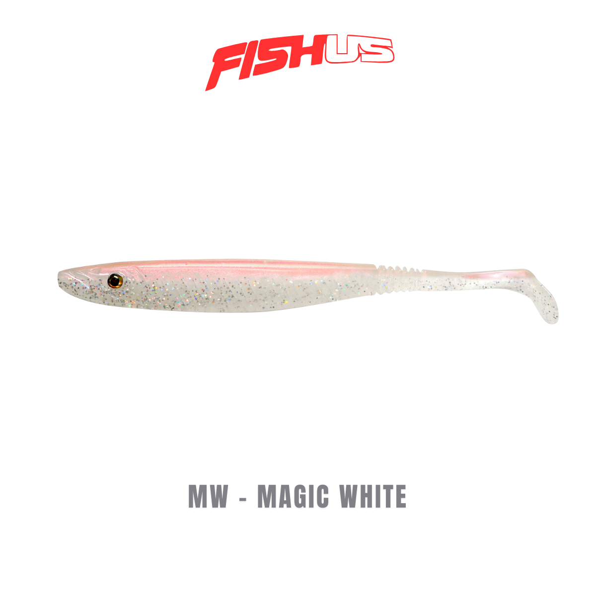 Amostra Fishus Espetit Soft Shad - 80mm/2.4gr - 10 uni. - MW - Magic White