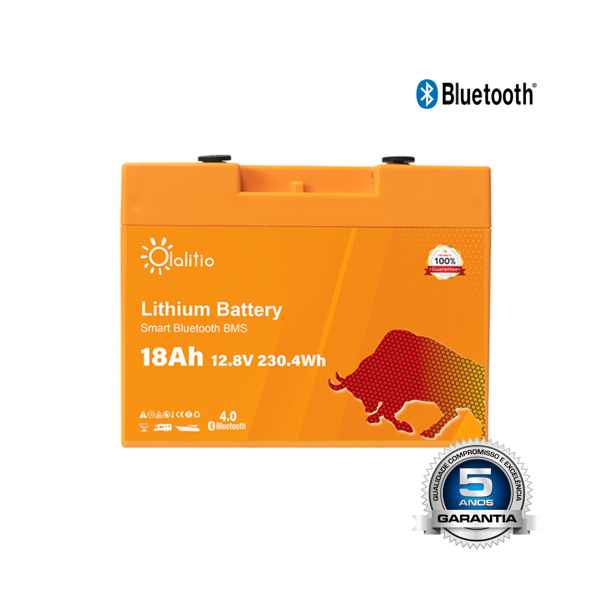 Bateria Olalitio LifePo4 BLuetooth BMS  - 12.8V/18A/230wh