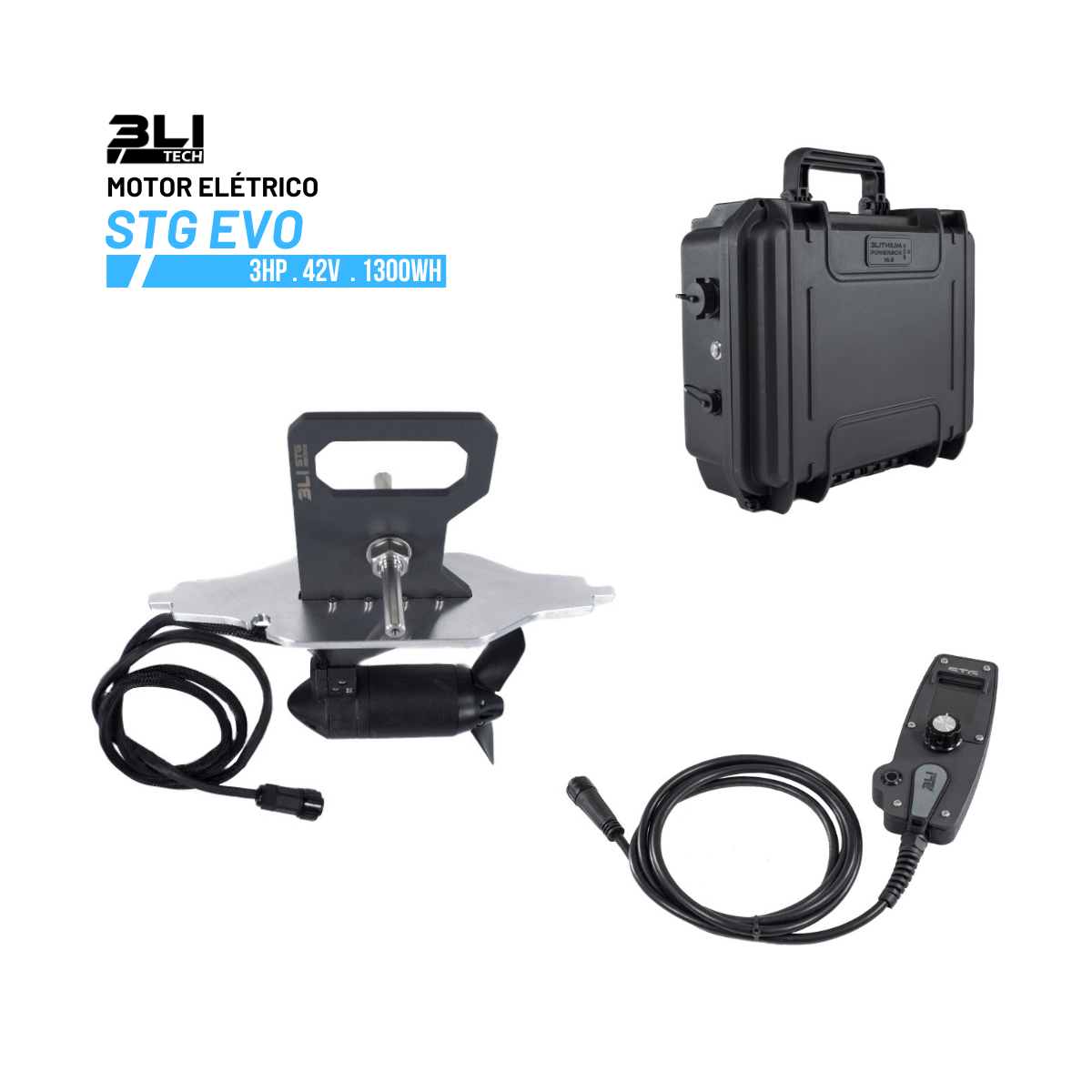 Motor Elétrico para Kayak STG EVO 3HP – 42V – 1300Wh – 2100W